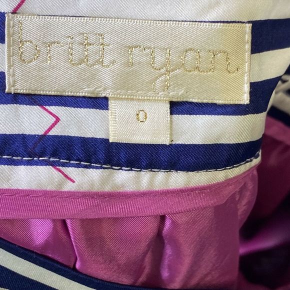 Britt Ryan Silk Mini Skirt 0 Blue Pink Polka Dot - Picture 4 of 5